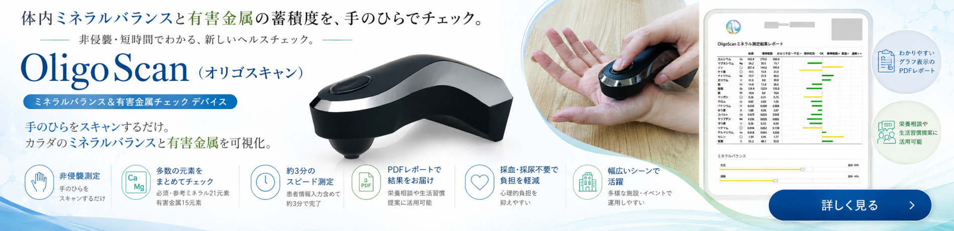 体内ミネラル・有害金属チェックに|OligoScan(オリゴスキャン)|販売・リース対応